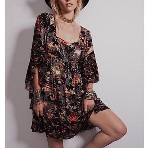 Free people boho printed mini dress, open back
